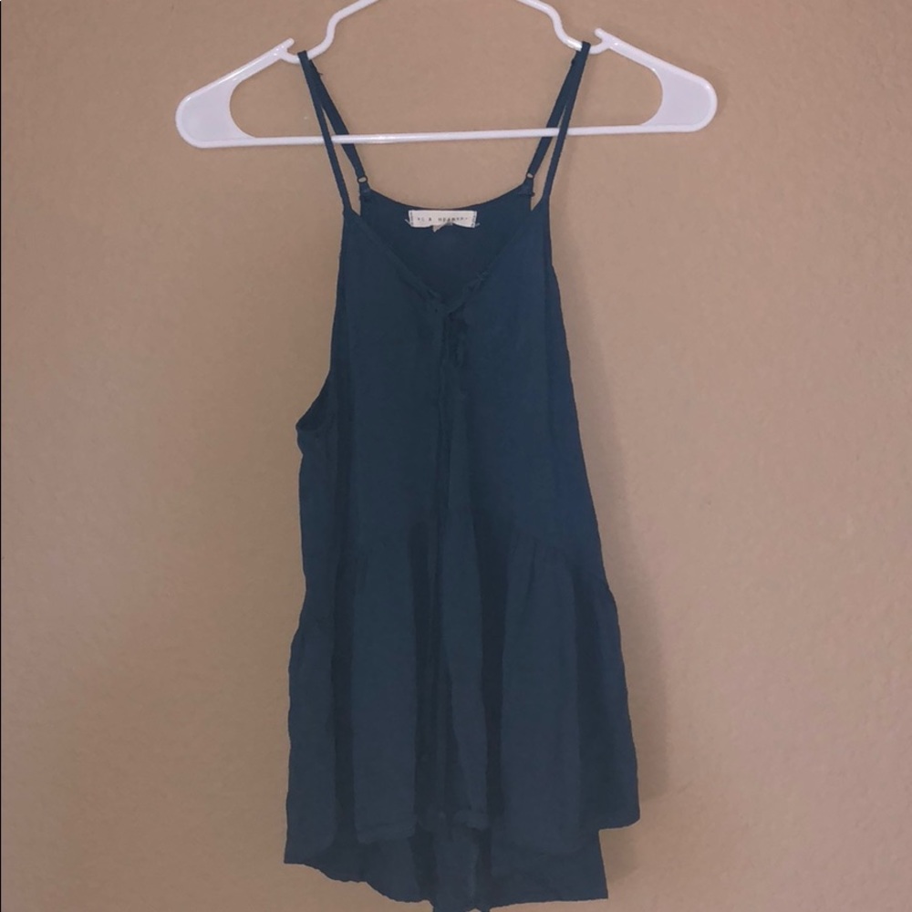 PACSUN LA HEARTS TEAL LACE-UP TANK TOP